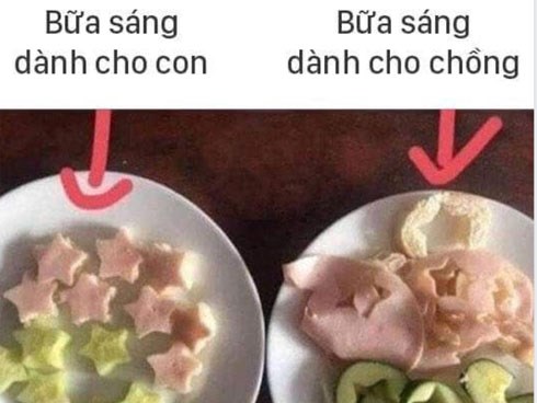 Cô vợ trẻ khoe bữa sáng của chồng và con, dân mạng phì cười