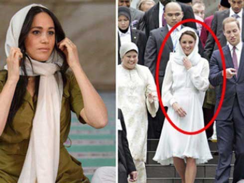 Meghan Markle bị chê kém tinh tế, thua xa chị dâu Kate khi lần đầu tiên đội khăn trùm đầu theo kiểu Hồi giáo