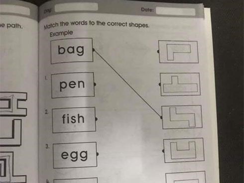 Bài tập nối chữ với hình của mầm non khiến thế giới điên đầu vì không hiểu làm kiểu gì