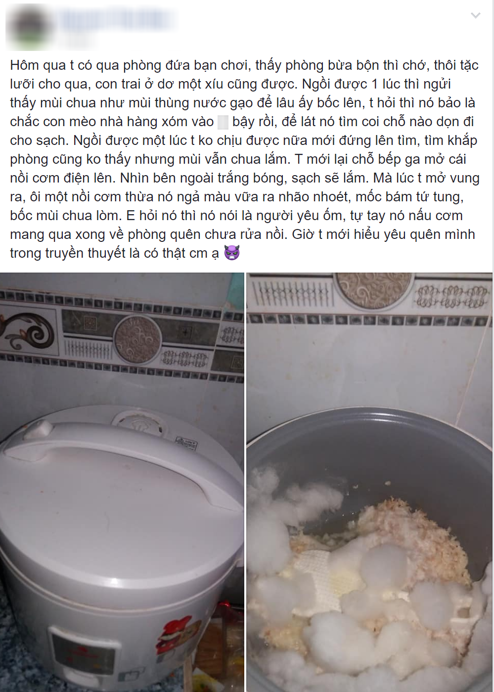 Nấu nướng xong quên rửa, chàng trai để nồi cơm điện bốc mùi, nấm mốc như bông nhưng lý do phía sau mới ngỡ ngàng-1
