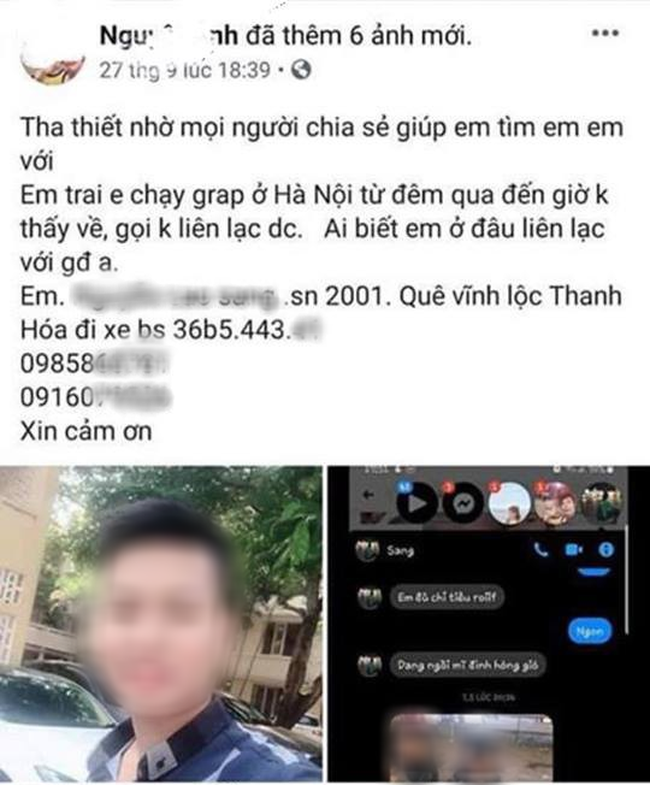 Xôn xao tin nhắn của tài xế xe ôm công nghệ nhờ chị gái trước khi mất tích: Có gì báo công an nhé-1