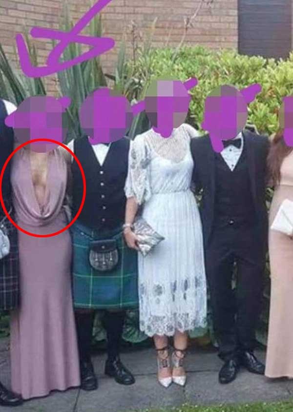 Mặc váy hở ngực xẻ tới tận rốn đi dự đám cưới, cô gái bị chỉ trích thậm tệ-1