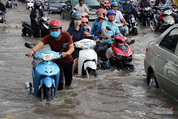 Cả dòng người cưỡi xe máy vượt biển nước Cần Thơ-10