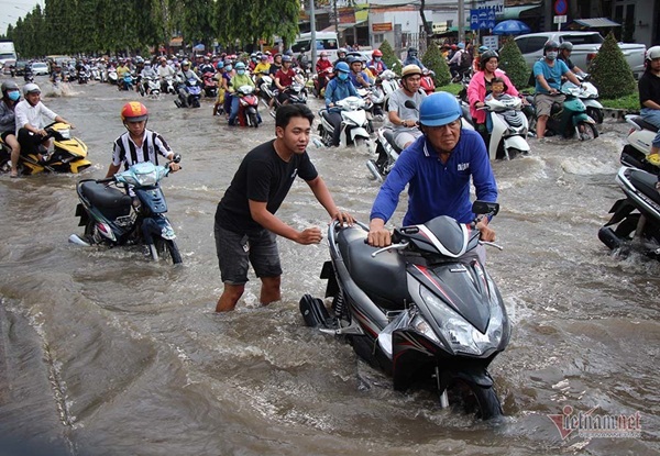 Cả dòng người cưỡi xe máy vượt biển nước Cần Thơ-15