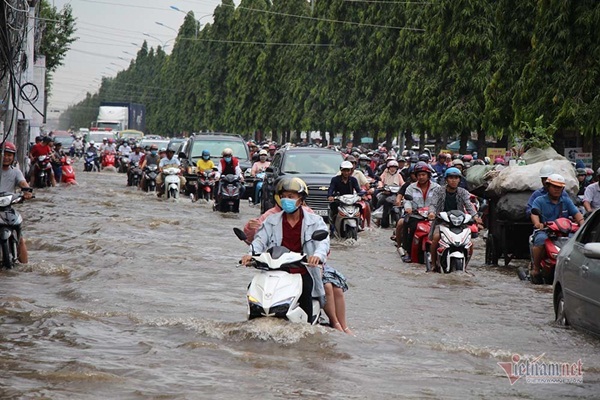 Cả dòng người cưỡi xe máy vượt biển nước Cần Thơ-4