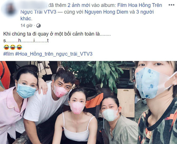 Lộ ảnh hậu trường nặng mùi của Hoa Hồng Trên Ngực Trái, cô Khuê Hồng Diễm than thở: Nức mũi mà vẫn phải vui!-1