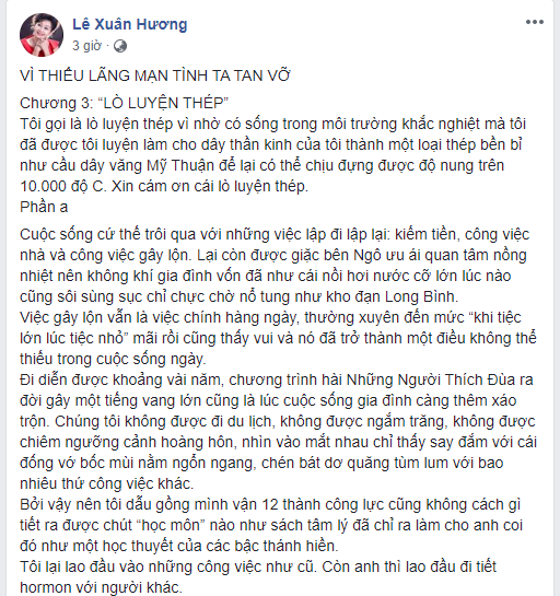 Vừa cảnh cáo Thanh Bạch không được nhắc đến tên mình, NS Xuân Hương đã tung ngay chương 3 vạch mặt chồng cũ-1