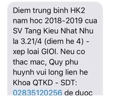 Trường gửi tin nhắn báo điểm cho phụ huynh, sinh viên náo loạn