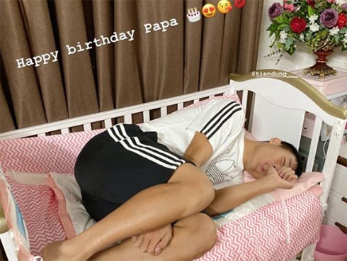 Bà xã Bùi Tiến Dũng vô tình để lộ giới tính của em bé trong bụng qua lời chúc mừng sinh nhật chồng?