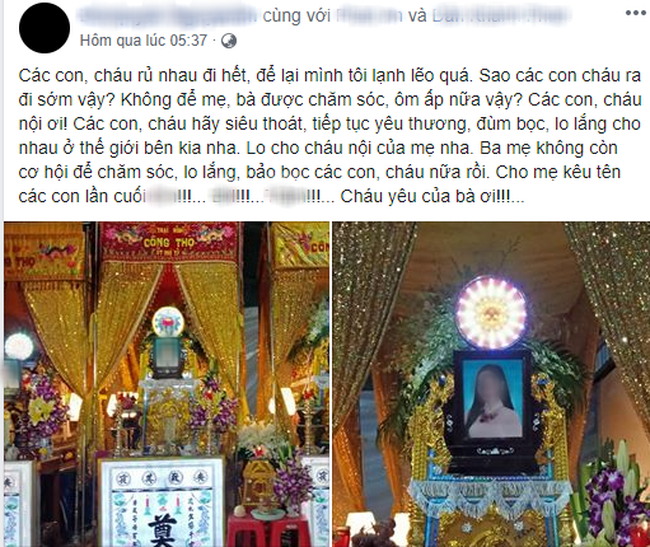 Vụ 3 thi thể trong xe Mercedes dưới kênh nước: Đau xót dòng trạng thái của người mẹ sau đám tang các con-4