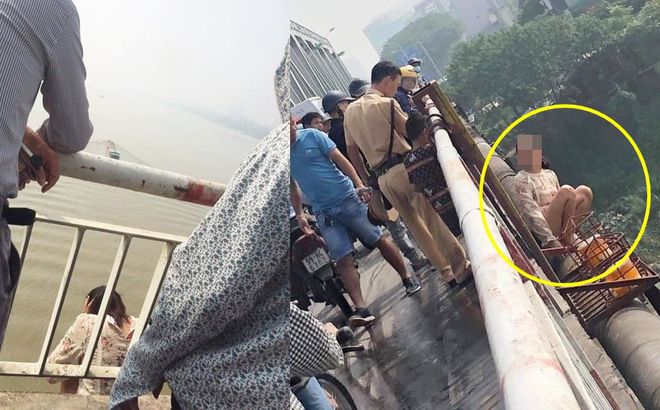 Người phụ nữ bỏ con, trèo qua thành cầu Chương Dương định tự tử, dân mạng liên tục cập nhật diễn biến-1
