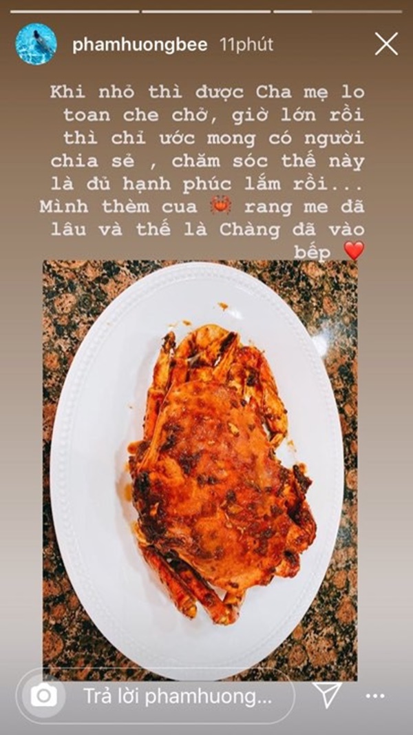 Phạm Hương tự hào khoe được vị hôn phu chăm sóc, tận tình vào bếp nấu ăn cho bạn gái-1