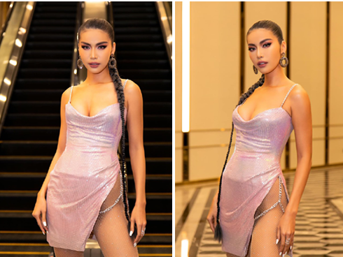 Minh Tú diện váy xẻ hông tít tắp thả nhẹ một đường catwalk nóng bỏng khiến fan thót tim sợ lộ hàng