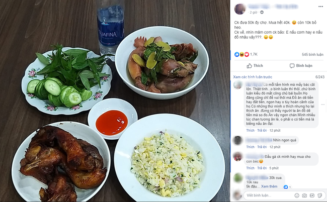Vợ khoe nấu cơm ngon chỉ 50 nghìn, về nhà nhìn mâm cơm mà chồng ngã ngửa, còn cánh chị em lại kịch liệt chỉ trích vì điều này-1
