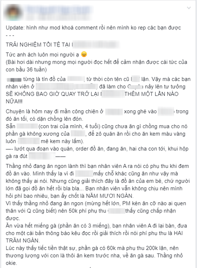Mang đồ ăn cho con nhỏ vào nhà hàng nổi tiếng bị phụ thu 200k, mẹ bỉm sữa tức giận bóc phốt” nhân viên lươn lẹo-1