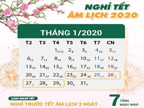 Chính phủ thông qua lịch nghỉ Tết Canh Tý 2020