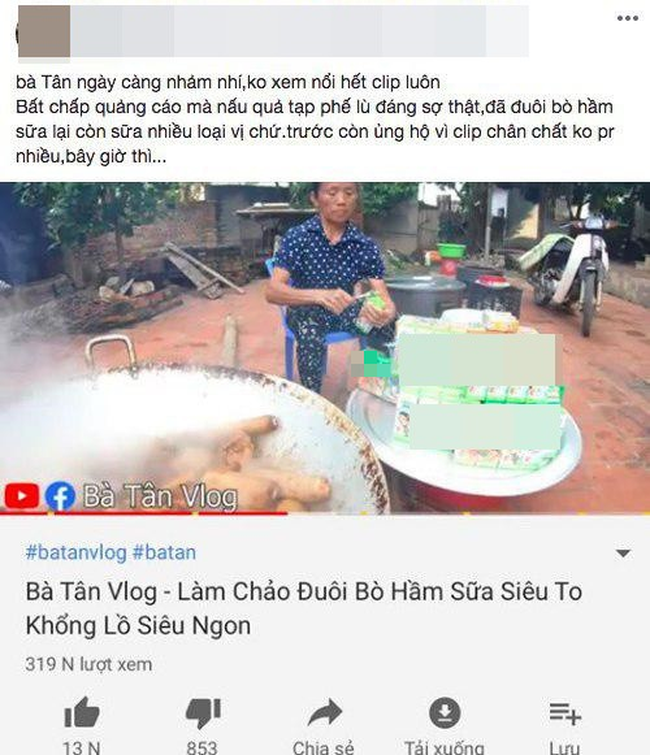 Bà Tân Vlog lại bị dân mạng la ó vì quảng cáo bất chấp, nấu nồi đuôi bò đã hầm đủ thứ gia vị lại còn cho thêm cả loại sữa này!?-5
