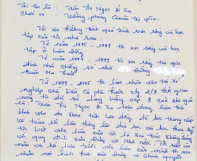 Bản viết tay đầy lỗi chính tả của nữ Trưởng phòng mượn tên để thăng tiến-2