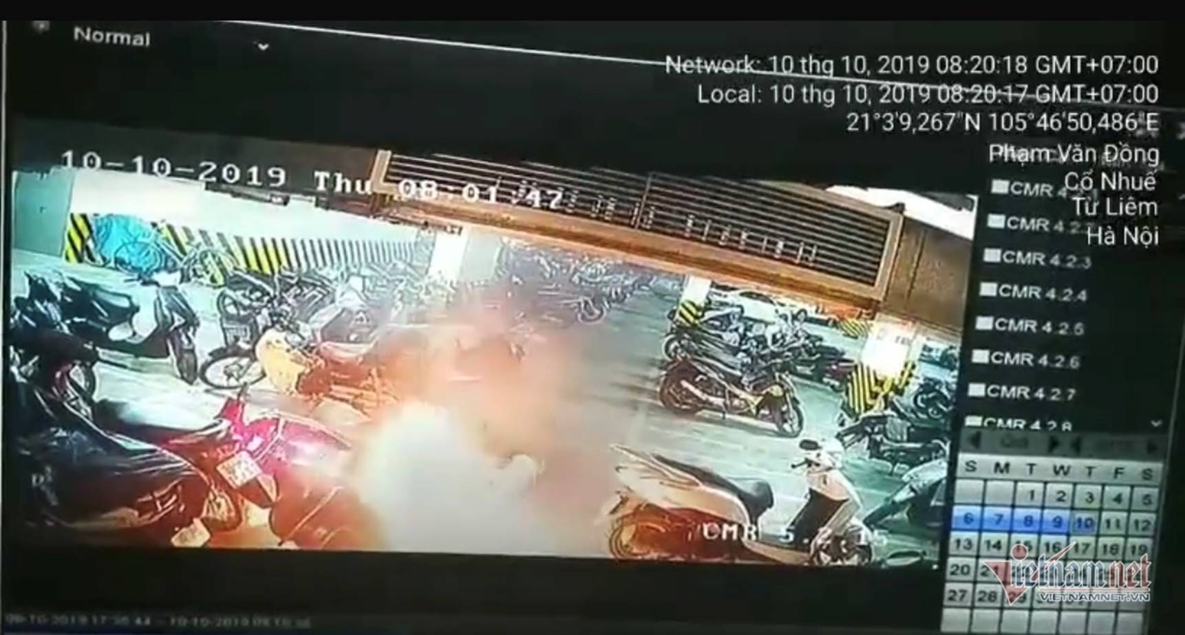 Xe máy bất ngờ bốc cháy dữ dội dưới hầm chung cư ở Hà Nội-2