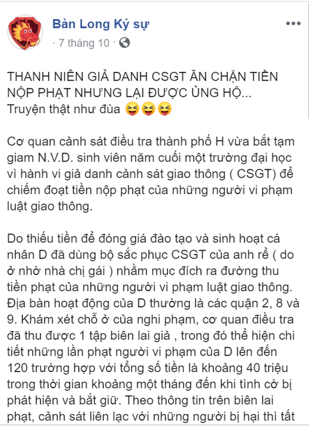 Sự thật bất ngờ về kẻ giả danh CSGT có tác phong khiến dân ngưỡng mộ dù bị cưỡng đoạt tài sản-1