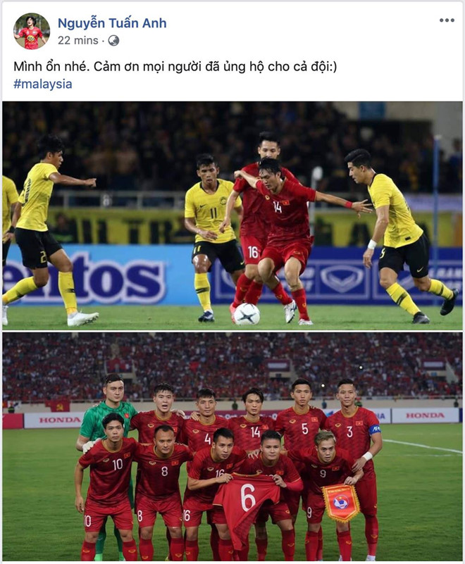 Tuấn Anh trấn an CĐV sau chấn thương đùi ở trận gặp Malaysia-1