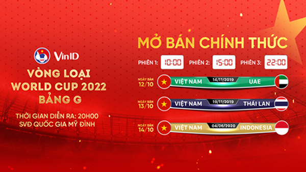 Nhanh tay săn vé 3 trận tiếp theo của tuyển Việt Nam trên VinID-2