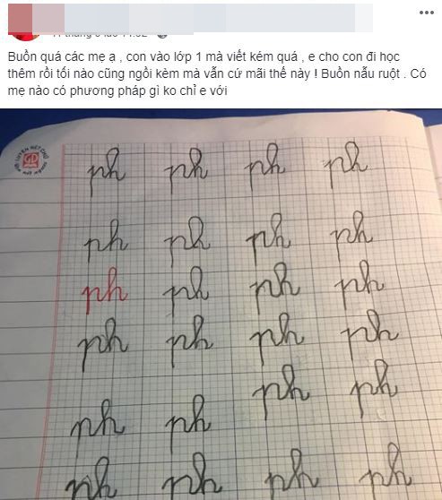Khai giảng được một tháng, cha mẹ lại rối não vì con viết chữ... quá xấu, tối nào cũng học đến khuya mới xong-4