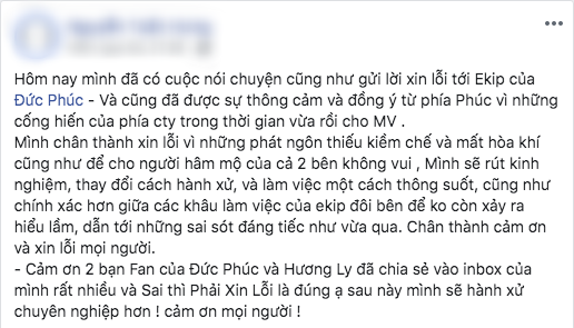 Quản lý Hương Ly xin lỗi Đức Phúc vì lời tố ăn cháo đá bát” nhưng dân mạng vẫn ném đá, chưa chịu bỏ qua-3