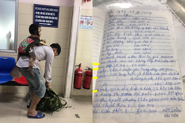 Cuốn sổ ‘tạ ơn đời’ đặc biệt của ông bố địu con đi khám bệnh sau khi vợ qua đời-2