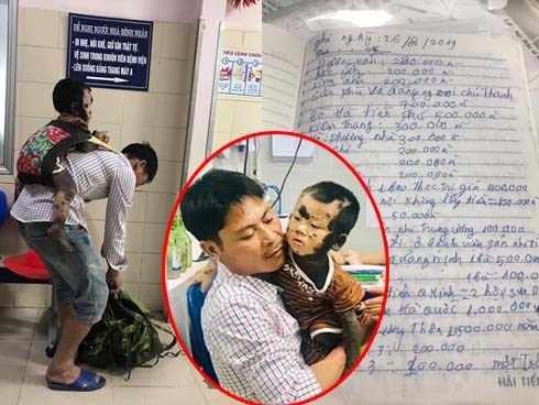 Cuốn sổ ‘tạ ơn đời’ đặc biệt của ông bố địu con đi khám bệnh sau khi vợ qua đời