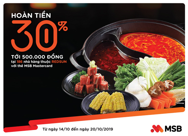 20/10, hoàn tiền 30% cho chủ thẻ MSB Mastercard-1