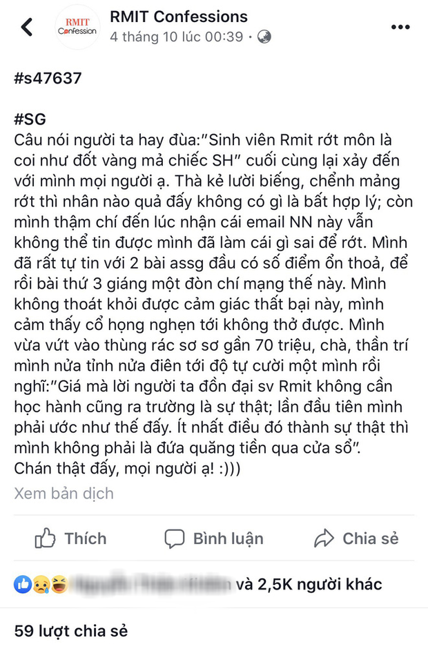 Confessions gây bão mạng đến từ trường con nhà giàu RMIT: Rớt một môn là coi như đốt vàng mã chiếc SH-1