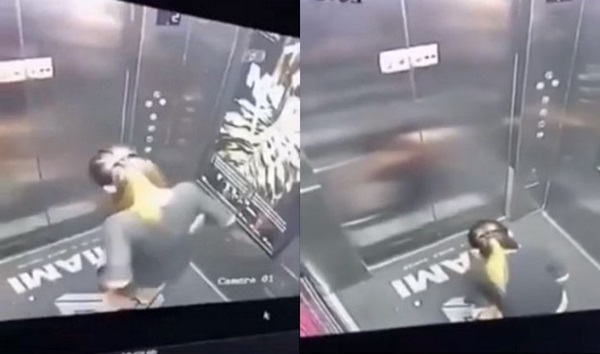 Vừa đi vào thang máy, cô gái lập tức ngồi bệt xuống phóng uế khiến người ngoài vô tình nhìn thấy chết trân tại chỗ-1
