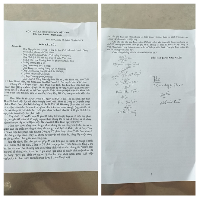 Vụ án chạy thận Hoà Bình: 18 gia đình lại kêu cứu vì cách đền bù như bố thí của công ty Thiên Sơn-2
