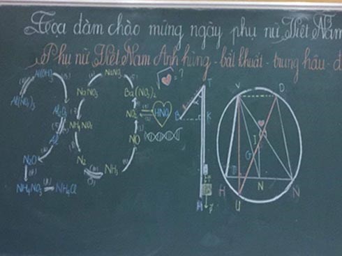 Lớp học thiết kế background chào mừng ngày 20/10 cực đỉnh, chỉ ai có IQ cao như dân khối chuyên Tự nhiên mới có thể nghĩ ra
