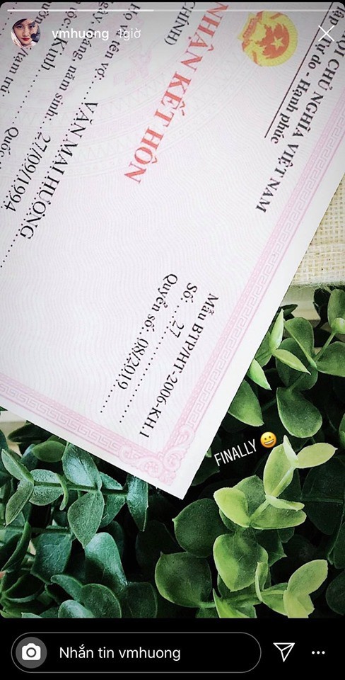 Văn Mai Hương khiến dân mạng sửng sốt khi khoe giấy đăng ký kết hôn, ngày lên xe hoa không còn xa?-1