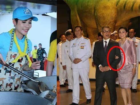 Hoàng hậu Thái Lan xuất hiện tình cảm bên chồng trong khi Hoàng quý phi lẻ loi một mình, đeo tạp dề nấu ăn từ thiện