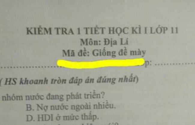 Thấu hiểu tâm lý học sinh trong giờ kiểm tra, cô giáo đặt mã đề cực độc khiến ai nấy phì cười-1