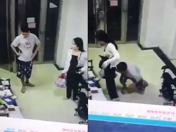 Yêu râu xanh theo cô gái vào tận cửa thang máy, liên tục cúi xuống ngửi mông-1