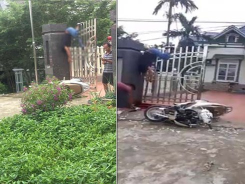 Phóng xe tông trụ cổng, người đàn ông thiệt mạng treo lơ lửng trên cổng cao hơn 2m