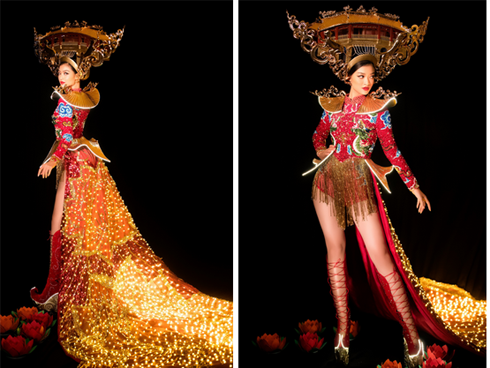 Kiều Loan trình diễn trang phục dân tộc gắn 2.000 bóng đèn-1