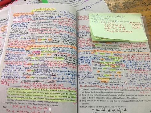 Chữ chi chít trang giấy, hightlight đủ màu sặc sỡ, học sinh chỉ cần nhìn phát biết ngay dân chuyên môn nào!