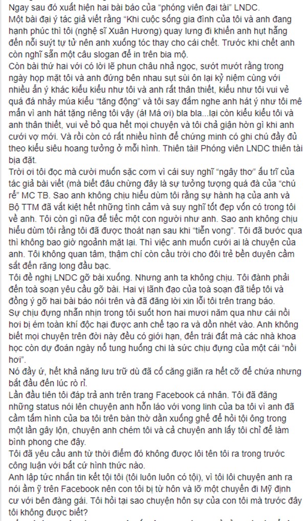 NS Xuân Hương tung chương cuối tự truyện về Thanh Bạch: Anh đã liên tục dùng những đòn tấn công đê tiện nhằm triệt đường sống của tôi-12