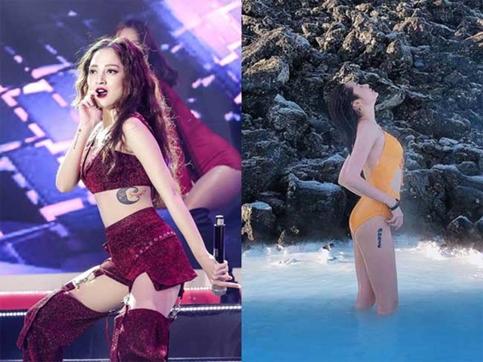 Hình xăm hiểm hóc nơi lườn, hông của Hòa Minzy, Bảo Anh... gây tò mò-10