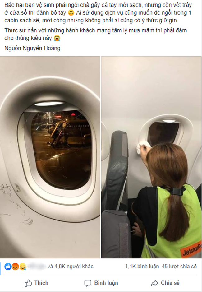 Hình ảnh nét vẽ nguệch ngoạc, cào xước cửa kính máy bay khiến dân mạng rần rần chỉ trích về ý thức hành khách quái đản” này-1
