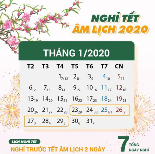 Chính thức ban hành lịch nghỉ Tết Nguyên đán Canh Tý 2020-1