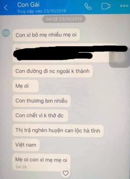 Tin nhắn cuối cùng của cô gái Việt nghi tử nạn trên xe tải ở Anh: Con chết vì không thở được. Con xin lỗi mẹ, mẹ ơi-1