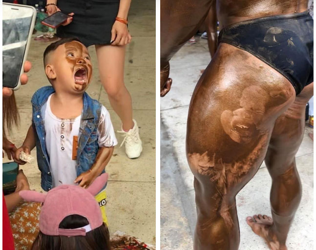 Hình ảnh hài hước nhất đầu tuần: Cậu bé khóc nức nở vì lỡ... in mặt lên người vận động viên thể hình-3