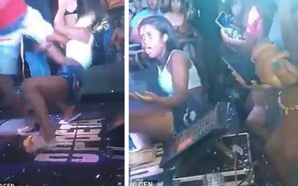 Nổi cơn ghen dữ dội khi thấy bạn gái nhảy sexy trên sân khấu, thanh niên lao tới đá thẳng vào mặt cô-2