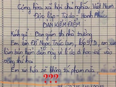 Học sinh cấp 2 viết bản kiểm điểm vì đi học muộn, đọc đến lời cam kết, dân mạng cười ngặt nghẽo vì vừa ngây ngô, vừa lầy lội khó đỡ